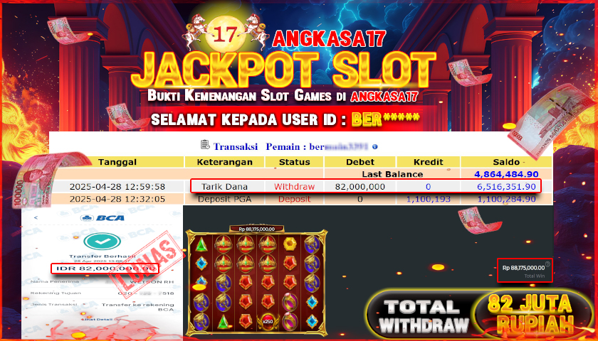 ANGKASA17 id : BER*** JACKPOT GATES OF OLYMPUS SUPER SCATTER PRAGMATIC PLAY Rp. 82.000.000 ,- LUNAS