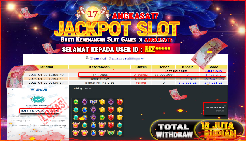 ANGKASA17 id : RIZ*** JACKPOT STARLIGHT PRINCESS 1000 PRAGMATIC PLAY Rp. 15.000.000 ,- LUNAS