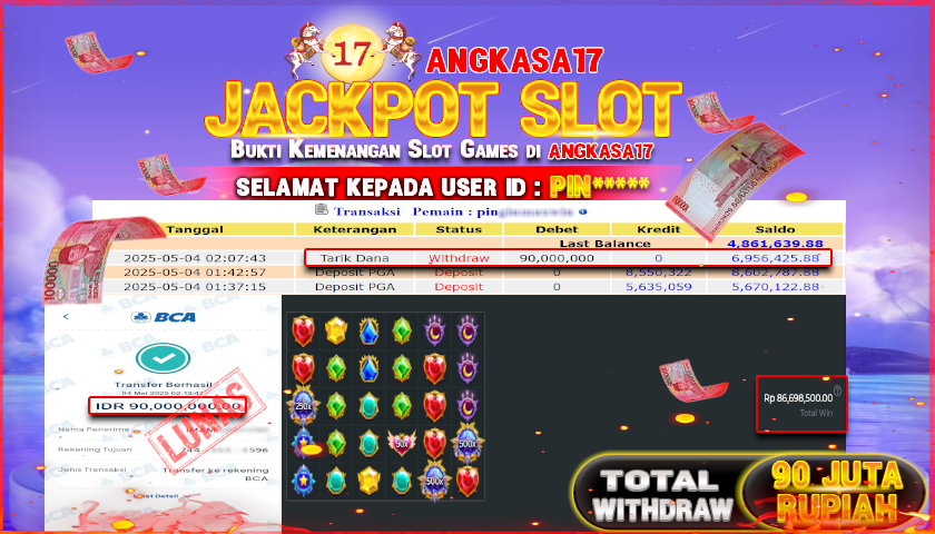 ANGKASA17 id : PIN*** JACKPOT SLOT STARLIGHT PRINCESS 1000 PRAGMATICPLAY Rp. 90.000.000 ,- LUNAS