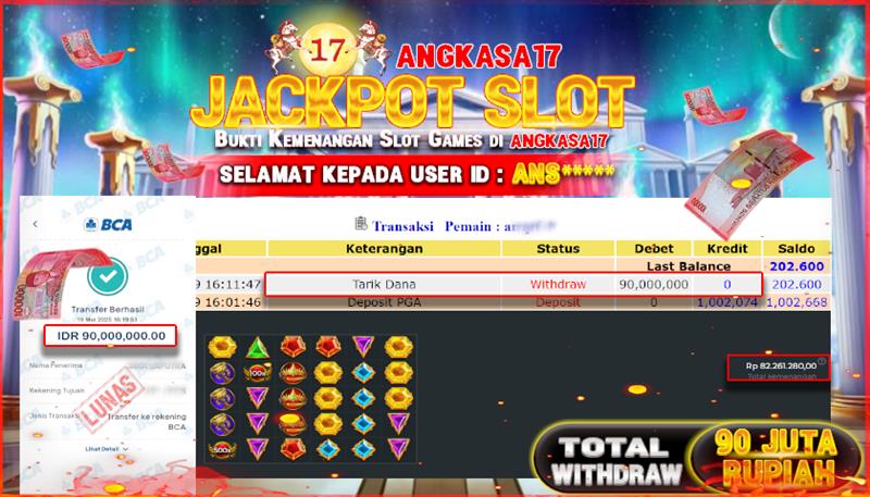 ANGKASA17 id : ANS*** JACKPOT SLOT GATES OF OLYMPUS 1000 Rp. 90.000.000 ,- LUNAS