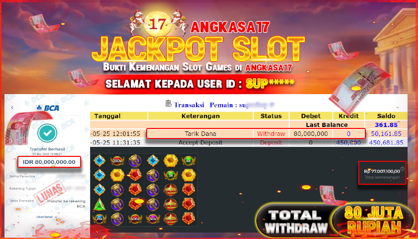 ANGKASA17 id : SUP*** JACKPOT SLOT GATES OF OLYMPUS 1000 Rp. 80.000.000 ,- LUNAS