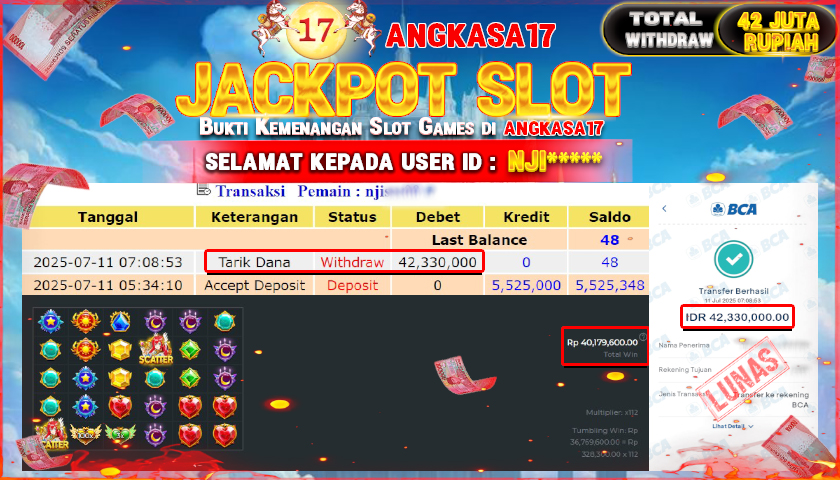 ANGKASA17 id : NJI*** JACKPOT SLOT STARLIGHT PRINCESS 1000 Rp. 42.330.000 ,- LUNAS