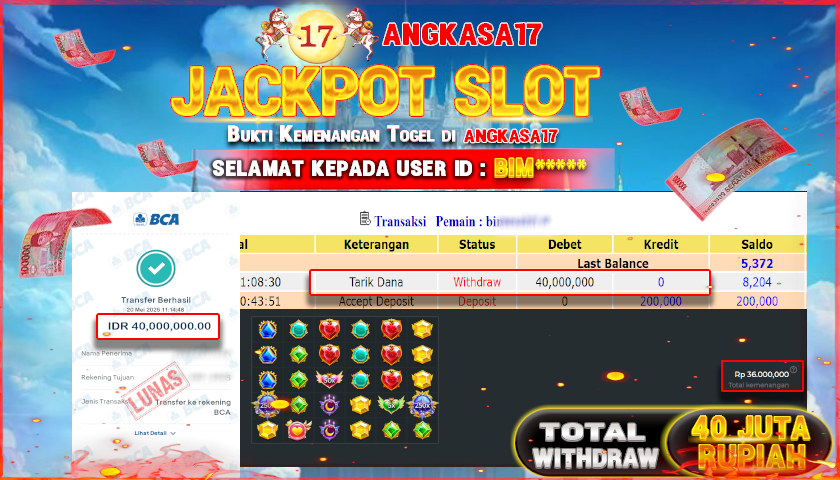 ANGKASA17 id : BIM*** JACKPOT STARLIGHT PRINCESS DENGAN TOTAL WITHDRAW Rp. 40.000.000 ,- LUNAS