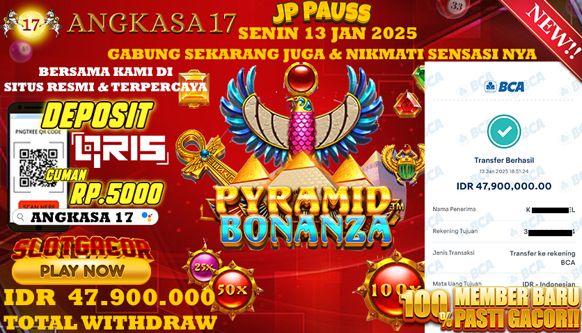 ANGKASA17 id : sdf***** JACKPOT SLOT Pyramid Bonanza Rp. 47.900.000 ,- LUNAS