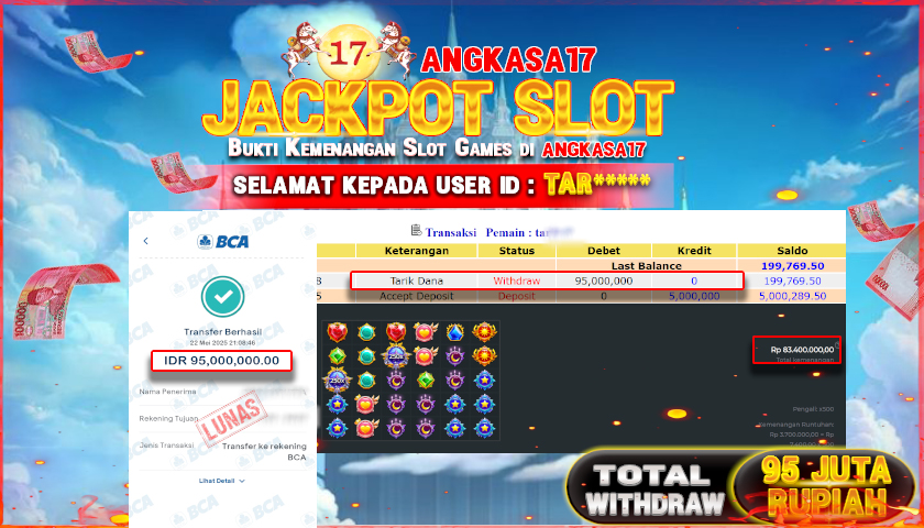 ANGKASA17 id : TAR** JACKPOT SLOT STARLIGHT PRINCES DENGAN TOTAL WITHDRAW Rp. 95.000.000 ,- LUNAS